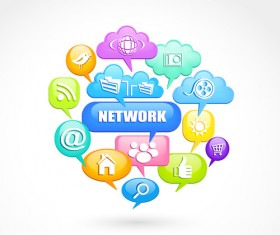 Social icons and Speech Bubbles vector 03