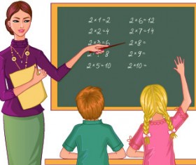 Teacher with Student vector 02