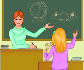 Teacher with Student vector 04