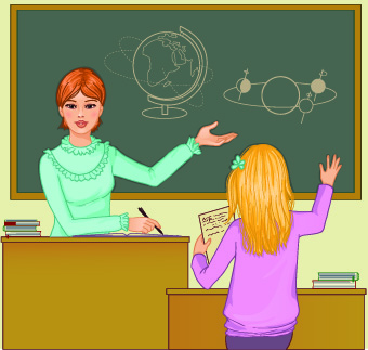 Teacher with Student vector 04