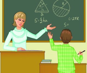 Teacher with Student vector 05