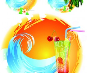 Tropical elements design vector 02