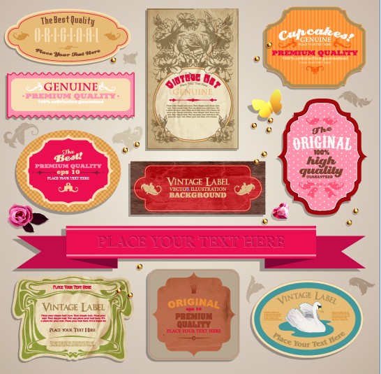 Vintage stickers and labels set 01