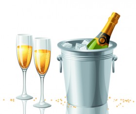 Wine Bottles and Wineglass vector set 02