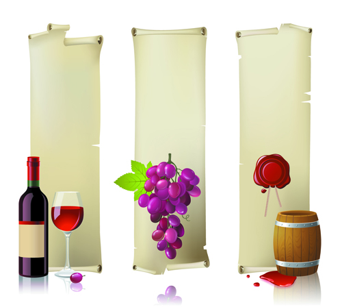 Wine Bottles and Wineglass vector set 04
