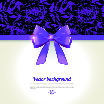 Beautiful bow with background vector 05