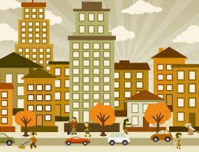 buildings with skyscrapers design vector 02