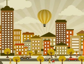 buildings with skyscrapers design vector 03