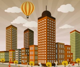 buildings with skyscrapers design vector 04