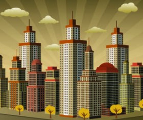 buildings with skyscrapers design vector 05