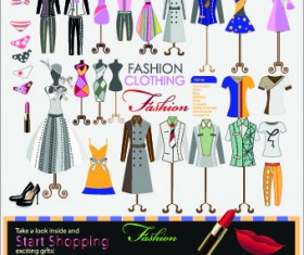 Fashion elements and clothing vector 01