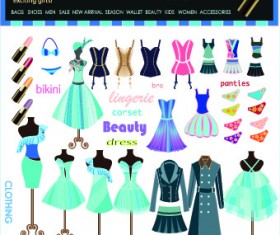 Fashion elements and clothing vector 02