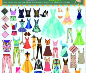 Fashion elements and clothing vector 04