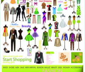 Fashion elements and clothing vector 05