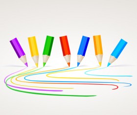 Different Colored pencil vector set 02