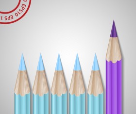 Different Colored pencil vector set 03