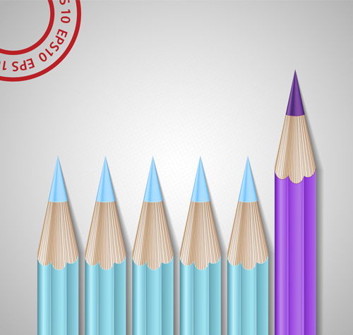 Different Colored pencil vector set 03