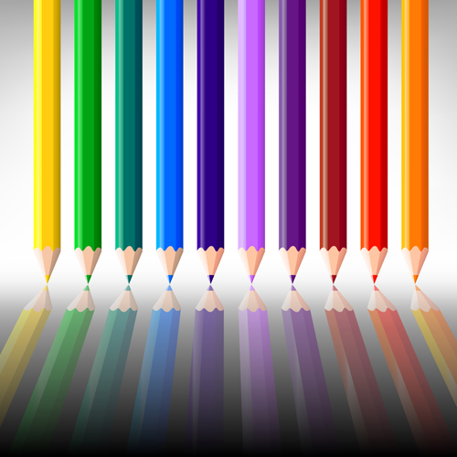 Different Colored pencil vector set 04
