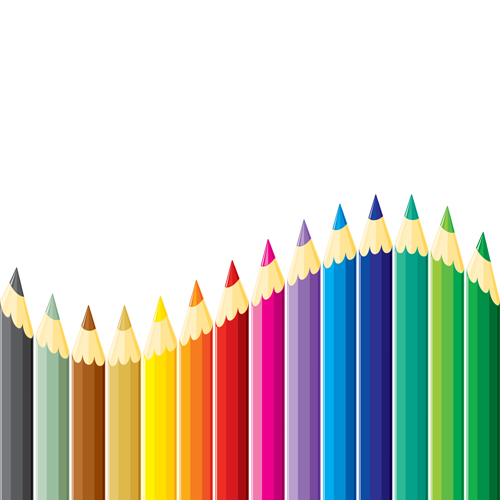 Different Colored pencil vector set 05