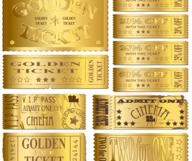 Vector Gold ticket design elements 01