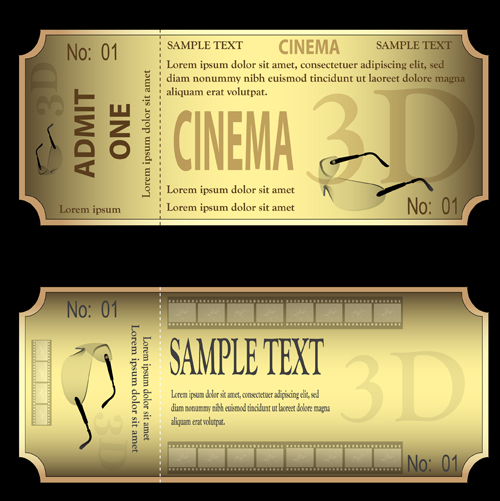 Vector Gold ticket design elements 02