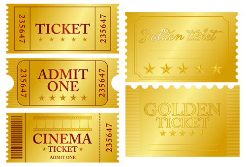 Vector Gold ticket design elements 05