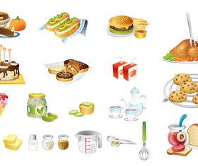 Food kitchen icons vector