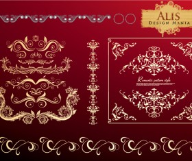 Gloden floral decor elements vector