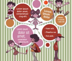 funny kids with Speech Bubbles vector 01