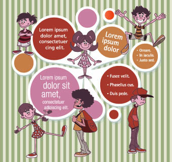 funny kids with Speech Bubbles vector 01