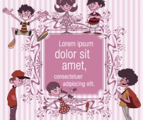 funny kids with Speech Bubbles vector 02