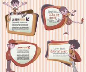 funny kids with Speech Bubbles vector 03