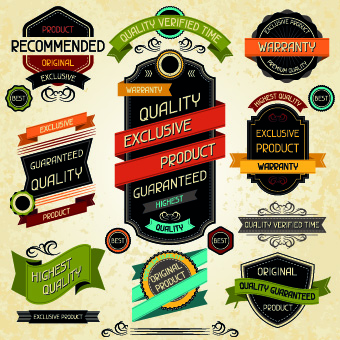 Vector Retro Stickers and labels set 03