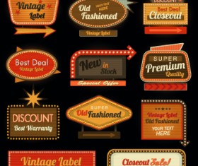 Vector Retro Stickers and labels set 04