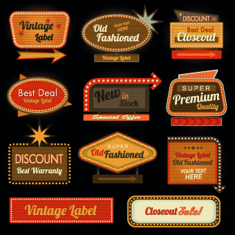 Vector Retro Stickers and labels set 04