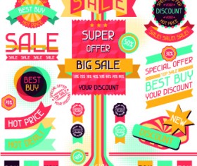 Vector Retro Stickers and labels set 05