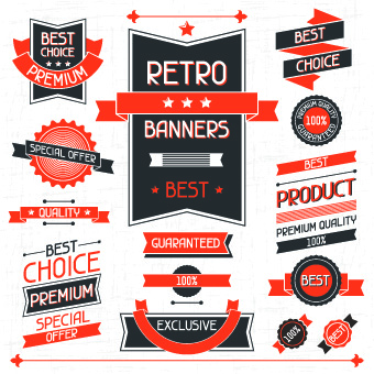 Vector Retro Stickers and labels set 06