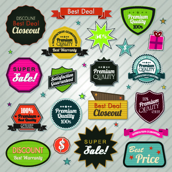 Vector Retro Stickers and labels set 07