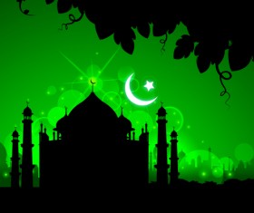 Mosque with Night vector backgrounds 01