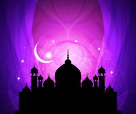 Mosque with Night vector backgrounds 04