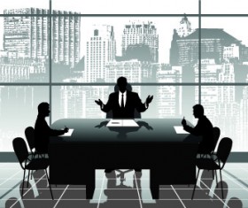 Vector Silhouettes of office work set 01