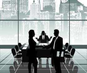 Vector Silhouettes of office work set 03