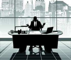 Vector Silhouettes of office work set 04