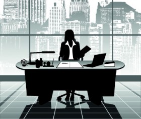 Vector Silhouettes of office work set 05