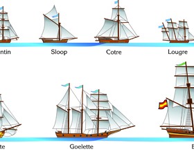 Vector Sailing vessels set 04
