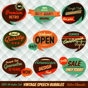 Retro style speech bubble labels 02