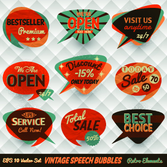 Retro style speech bubble labels 03