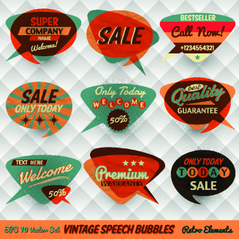 Retro style speech bubble labels 04