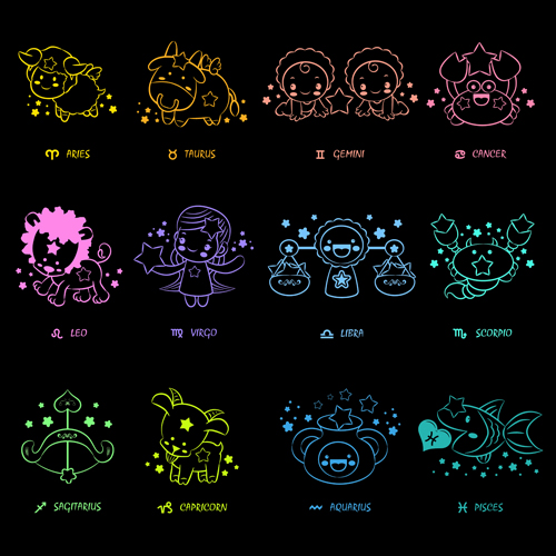 Different Signs of the zodiac design vector 03