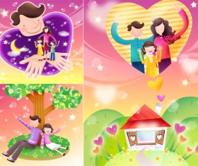 Elements of happy family of 2 Vector